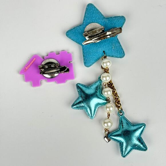 Lot of 2 6%DOKIDOKI hairclips/brooches 🛸 puffy star glitter harajuku decora - Picture 2 of 4